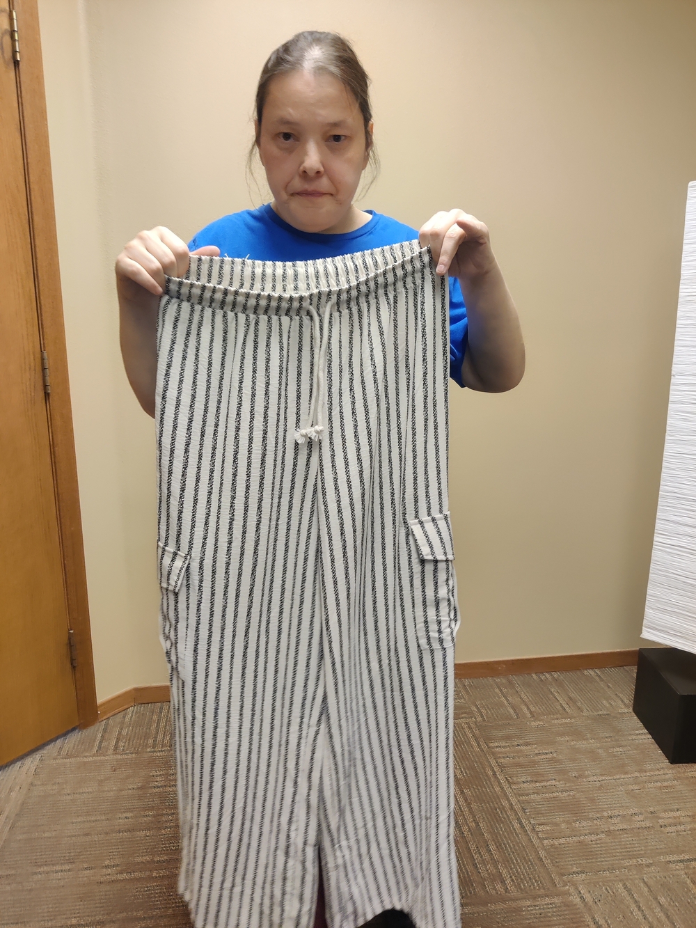 No Boundaries Cream and Black Striped Wide-Leg Cargo Pants